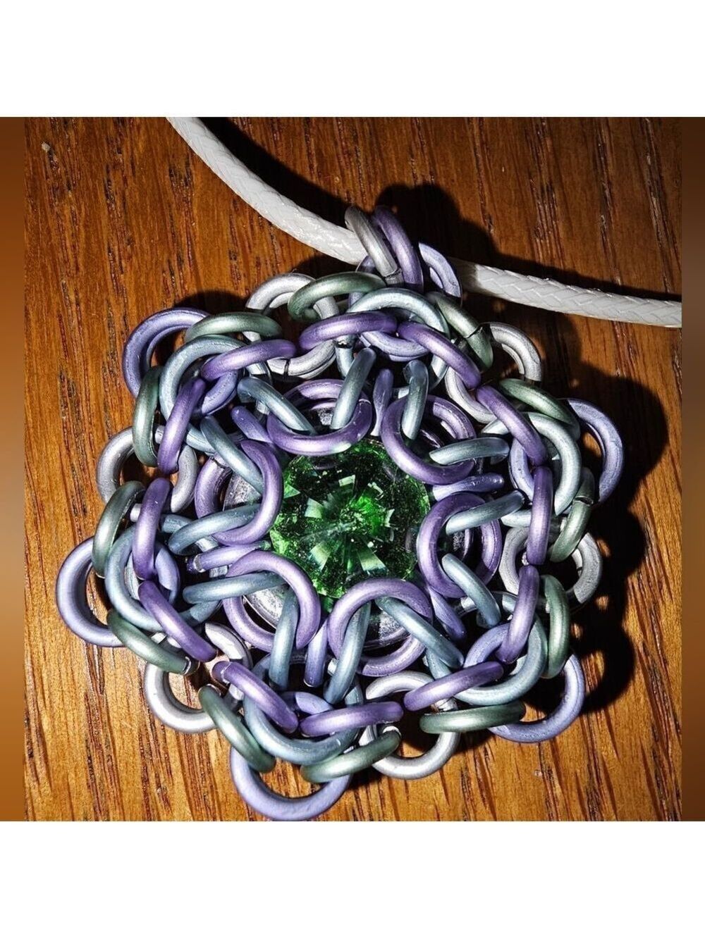 Snowflake Necklace Matte Green Purple Silver #N14